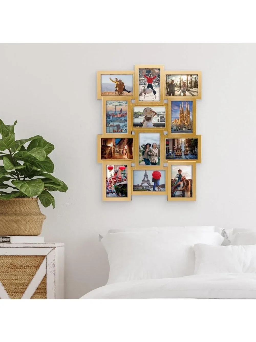 Gold Collage Picture Frame for Wall - 12-Opening Photo Display, Holds 4x6 & 6x4